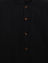 Load image into Gallery viewer, Campana Boys Solid Mandarin Collar Shirt - Black
