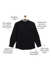 Load image into Gallery viewer, Campana Boys Solid Mandarin Collar Shirt - Black
