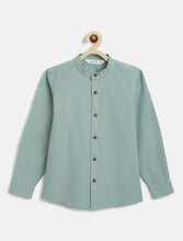 Load image into Gallery viewer, Campana Boys Solid Mandarin Collar Shirt - Halcyon Green
