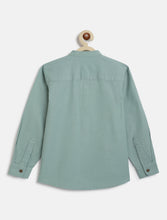 Load image into Gallery viewer, Campana Boys Solid Mandarin Collar Shirt - Halcyon Green
