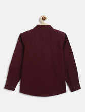 Load image into Gallery viewer, Campana Boys Solid Mandarin Collar Shirt - Plum
