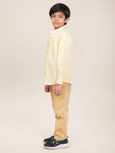 Load image into Gallery viewer, Campana Boys Solid Mandarin Collar Shirt - Lemon Yellow
