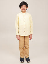 Load image into Gallery viewer, Campana Boys Solid Mandarin Collar Shirt - Lemon Yellow
