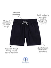 Load image into Gallery viewer, Campana Boys Carlos Cotton-Lycra Relax Fit Pull-on Shorts - Navy
