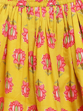 Load image into Gallery viewer, Campana Girls Bulbul Lehenga Set - Dot &amp; Lotus Print - Magenta &amp; Yellow
