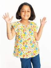 Load image into Gallery viewer, Campana Girls Erika Short Sleeves Button-down Top - Floral Print - Multicolour
