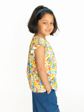 Load image into Gallery viewer, Campana Girls Erika Short Sleeves Button-down Top - Floral Print - Multicolour
