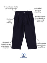 Load image into Gallery viewer, Campana Boys Hugo Cotton-Lycra Relax Fit Pull-on Pants - Navy
