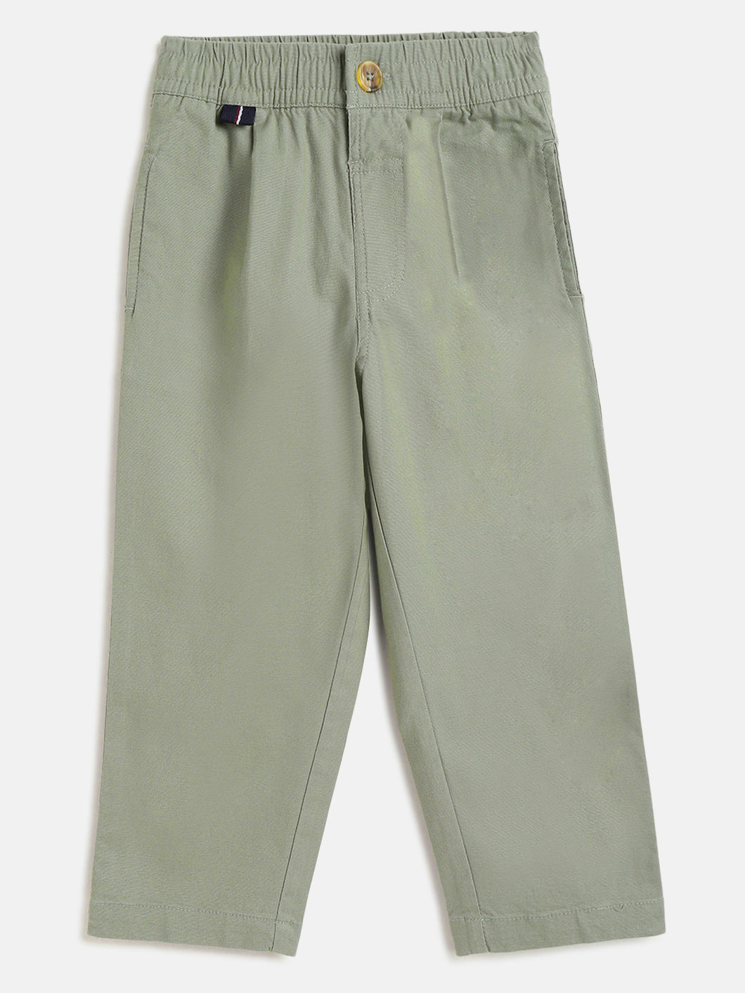 Campana Boys Hugo Cotton-Lycra Relax Fit Pull-on Pants - Khaki Green