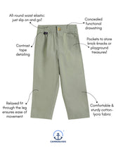 Load image into Gallery viewer, Campana Boys Hugo Cotton-Lycra Relax Fit Pull-on Pants - Khaki Green
