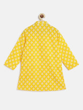 Load image into Gallery viewer, Campana Boys Mrinal Button Down Kurta Pyjama Set - Block Print - Yellow
