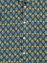 Load image into Gallery viewer, Campana Boys Mrinal Button Down Kurta Pyjama Set - Kantha Block Print - Teal &amp; Yellow
