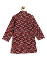 Load image into Gallery viewer, Campana Boys Mrinal Button Down Kurta Pyjama Set - Kantha Block Print - Red Navy &amp; Off White
