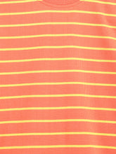 Load image into Gallery viewer, Campana Girls Alexis Half Sleeves Striped Round Neck T-Shirt - Peach &amp; Yellow
