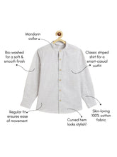 Load image into Gallery viewer, Campana Boys Jon Full Sleeves Striped Cotton Shirt - Light Grey
