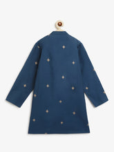 Load image into Gallery viewer, Campana Boys Mehul Kurta Pyjama Set - Chanderi Khari Print - Navy &amp; Gold
