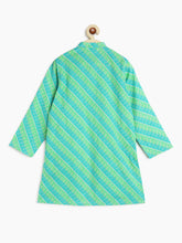 Load image into Gallery viewer, Campana Boys Mehul Kurta Pyjama Set - Statement Leheriya Print - Turquoise &amp; Sea Green
