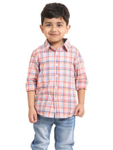 Load image into Gallery viewer, Campana Boys Wilson Full Sleeve Shirt - Checks - Orange &amp; Multicolour
