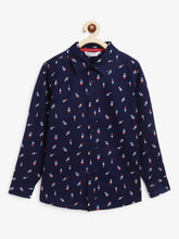 Load image into Gallery viewer, Campana Boys Ice Candy Print Wilson Full Sleeve Shirt - Navy Blue
