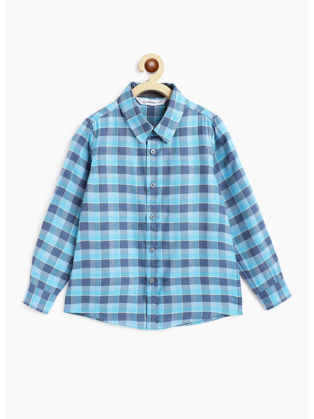 Campana Boys Wilson Buffalo Checks Full Sleeve Shirt - Blue