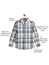 Load image into Gallery viewer, Campana Boys Wilson Plaid Checks Full Sleeves Shirt - Blue, Green &amp; White
