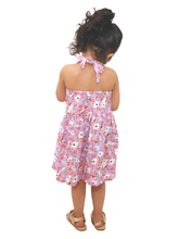 Load image into Gallery viewer, Campana Girls Cheryl Halter Neck Dress - Floral Print - Purple &amp; White
