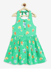 Load image into Gallery viewer, Campana Girls Cheryl Halter Neck Dress - Floral Print - Green
