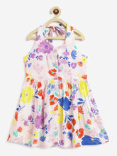 Load image into Gallery viewer, Campana Girls Cheryl Halter Neck Dress - Watercolour Florals - Pink &amp; Multicolour
