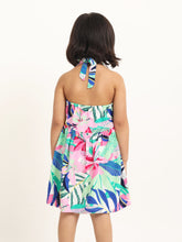 Load image into Gallery viewer, Campana Girls Cheryl Halter Neck Dress - In the Jungle Print - Multicolour &amp; Pink
