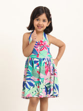 Load image into Gallery viewer, Campana Girls Cheryl Halter Neck Dress - In the Jungle Print - Multicolour &amp; Pink
