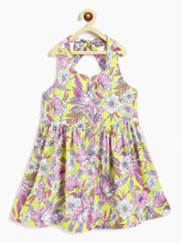 Load image into Gallery viewer, Campana Girls Cheryl Halter Neck Dress - Tropical Floral Print - Pink &amp; Yellow
