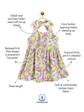 Load image into Gallery viewer, Campana Girls Cheryl Halter Neck Dress - Tropical Floral Print - Pink &amp; Yellow
