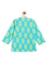 Load image into Gallery viewer, Campana Boys Bansi Dhoti Kurta Set - Buta &amp; Zigzag Print - Blue &amp; Lime Green
