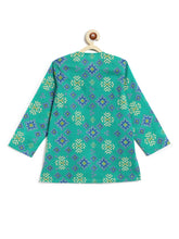 Load image into Gallery viewer, Campana Boys Bansi Dhoti Kurta Set - Geometric Ikkat Print - Green &amp; Blue
