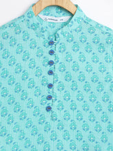 Load image into Gallery viewer, Campana Boys Mehul Dhoti Kurta Set - Block Print - Sea Green &amp; Blue
