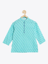 Load image into Gallery viewer, Campana Boys Mehul Dhoti Kurta Set - Block Print - Sea Green &amp; Blue
