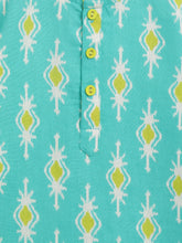 Load image into Gallery viewer, Campana Boys Bansi Dhoti Kurta Set - Ikkat Print - Turquoise &amp; Lime Green
