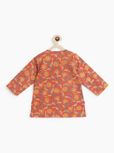 Load image into Gallery viewer, Campana Boys Bansi Dhoti Kurta Set - Floral Jaal Print - Brick Orange &amp; Mustard
