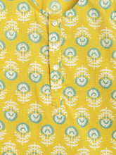 Load image into Gallery viewer, Campana Boys Bansi Dhoti Kurta Set - Round Flower Print - Yellow &amp; Green
