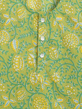 Load image into Gallery viewer, Campana Boys Bansi Dhoti Kurta Set - Seamless Jaal Print - Green &amp; Yellow
