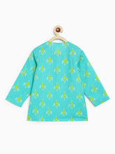 Load image into Gallery viewer, Campana Boys Bansi Kurta Set - Diamond Print - Turquoise &amp; Lime Green
