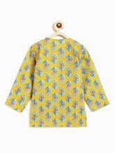 Load image into Gallery viewer, Campana Boys Bansi Dhoti Kurta Set - Paisley Block Print - Yellow &amp; Turquoise
