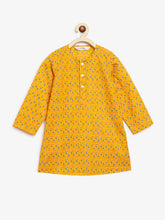 Load image into Gallery viewer, Campana Boys Mrinal Kurta Pyjama Set - Small Booti Print - Yellow
