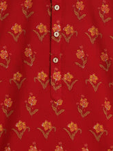 Load image into Gallery viewer, Campana Boys Palash Kurta Pyjama Set - Rustic Flower Motif - Maroon
