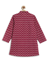 Load image into Gallery viewer, Campana Boys Palash Kurta Pyjama Set - Sun Blockprint - Burgundy &amp; Off-White
