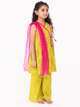 Load image into Gallery viewer, Campana Girls Falak Palazzo Set - Boota Blockprint - Lime Green
