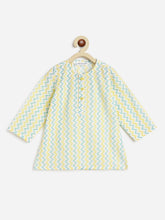 Load image into Gallery viewer, Campana Boys Mahiya Dhoti Kurta with Jacket Set - Chevron &amp; Pintucks- Lemon Yellow
