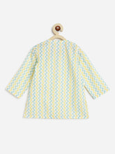 Load image into Gallery viewer, Campana Boys Mahiya Dhoti Kurta with Jacket Set - Chevron &amp; Pintucks- Lemon Yellow
