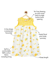 Load image into Gallery viewer, Campana Girls Alice Cotton A-Line Dress with Yoke - Sunflower Print - White &amp; Yellow
