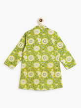 Load image into Gallery viewer, Campana Boys Nishant Kurta Pyjama with Jacket Set - Paisley &amp; Floral Print- Lime Green
